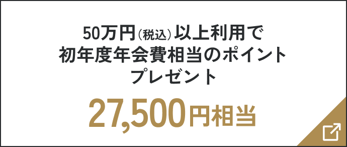 50万円(税込)以上利用で初年度年会費相当のポイントプレゼント 27,500円相当